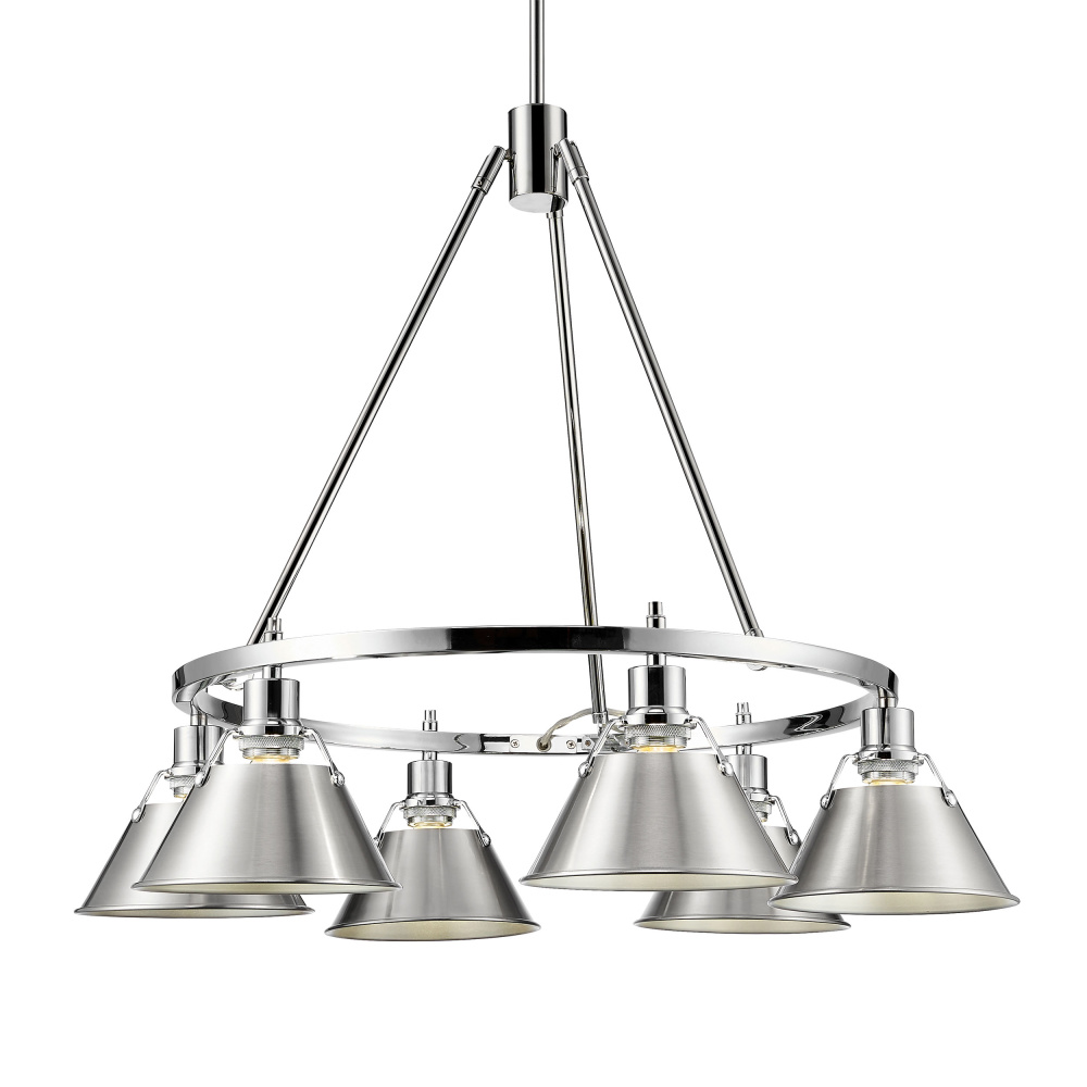 Yep by Golden Lighting Orwell 6-light Chandelier in Chrome and Pewter shade